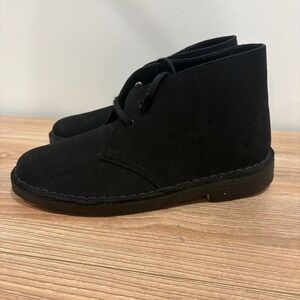Clarks Desert Boot Chukka Women Black Size 8 Suede Crepe Sole 261382144055